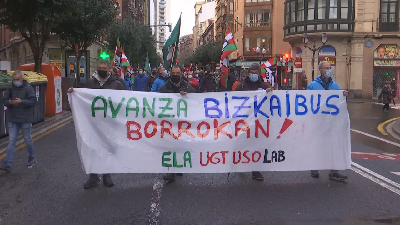 Trabajadores de Avanza de Bizkaibus. Imagen: EITB Media