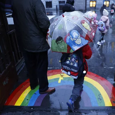 Niños escuela vuelta al cole. Haurrak eskolara itzulera ikastola