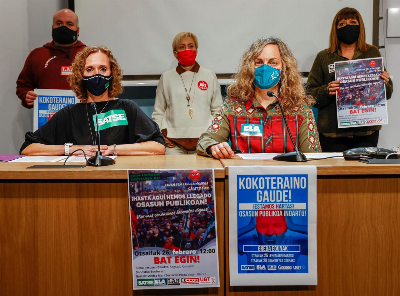 Sindikatuen agerraldia. Argazkia: EFE.