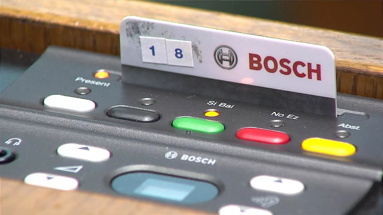 Legebiltzarreko bozketa sistema. EITB Mediaren bideo batetik ateratako irudia.
