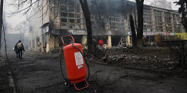 Estado de la capital tras el bombardeo. Foto: EFE