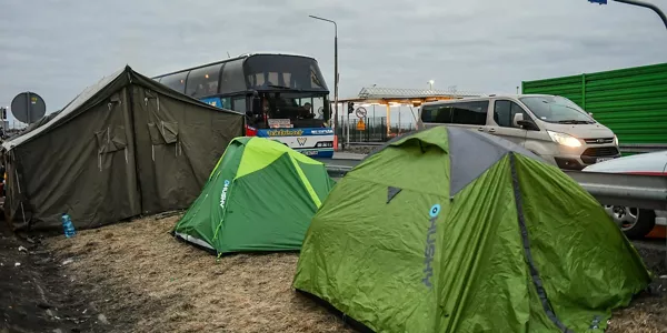 Refugiados en la frontera con Polonia. EFE
