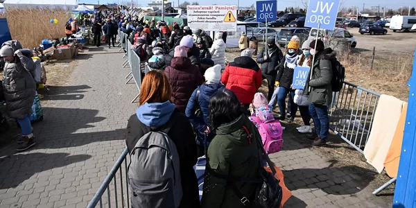 Refugiados en la frontera con Polonia. EFE
