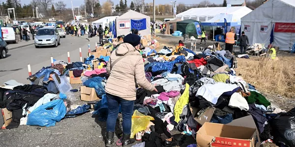 Refugiados en la frontera con Polonia. EFE