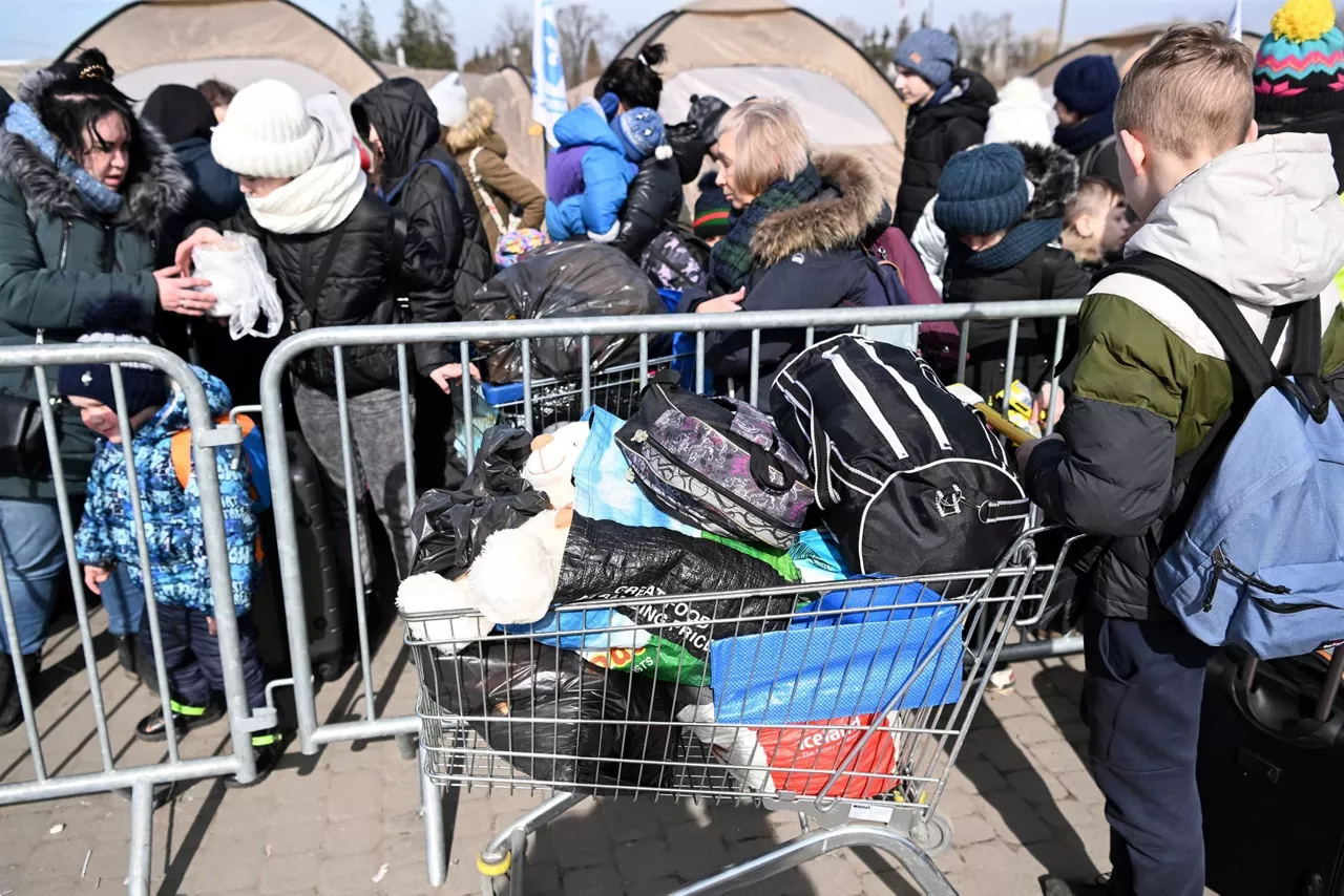 Refugiados en la frontera con Polonia. EFE