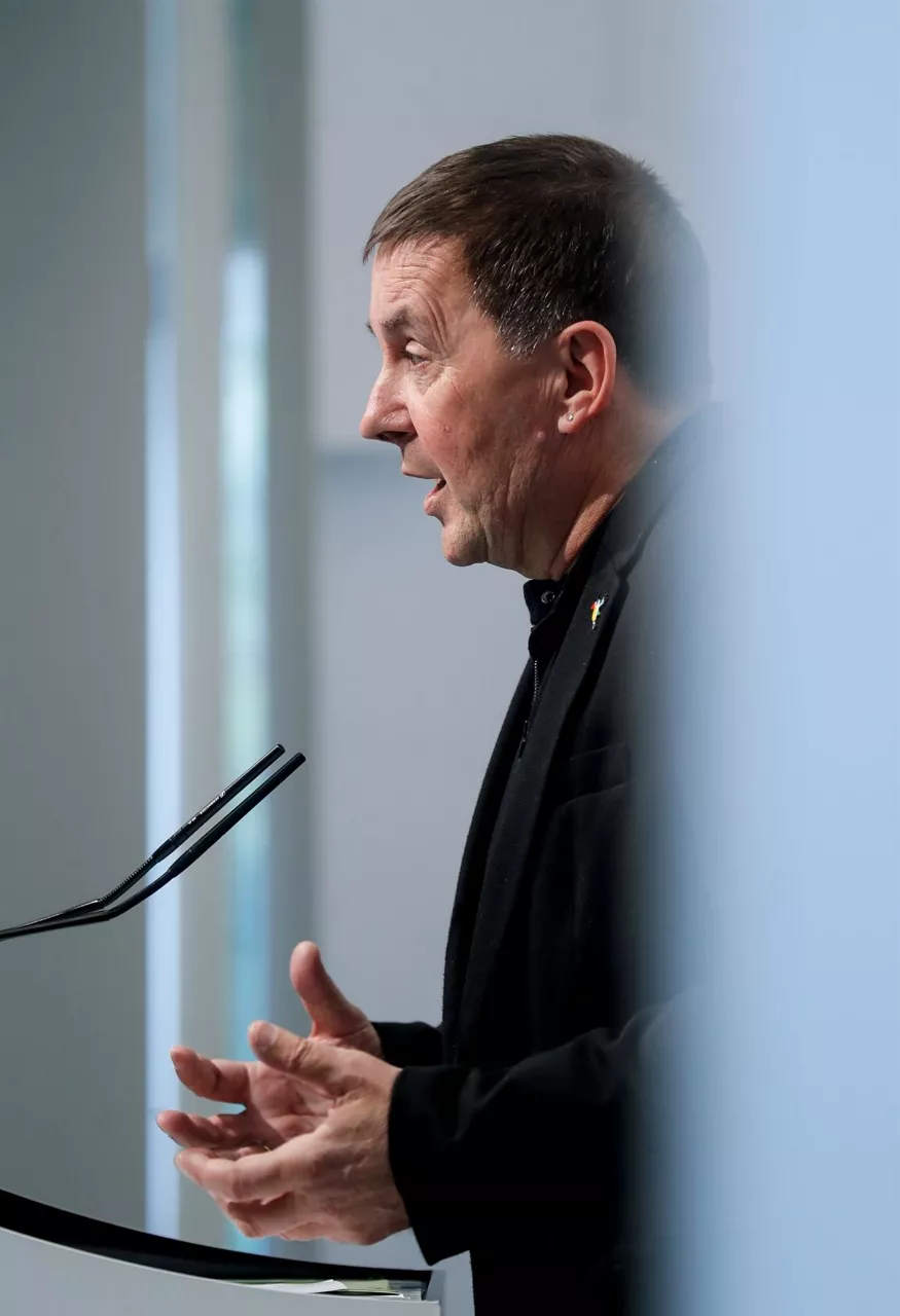 Otegi, en un momento de la rueda de prensa.