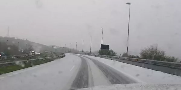 Nieve en las carreteras de Gipuzkoa