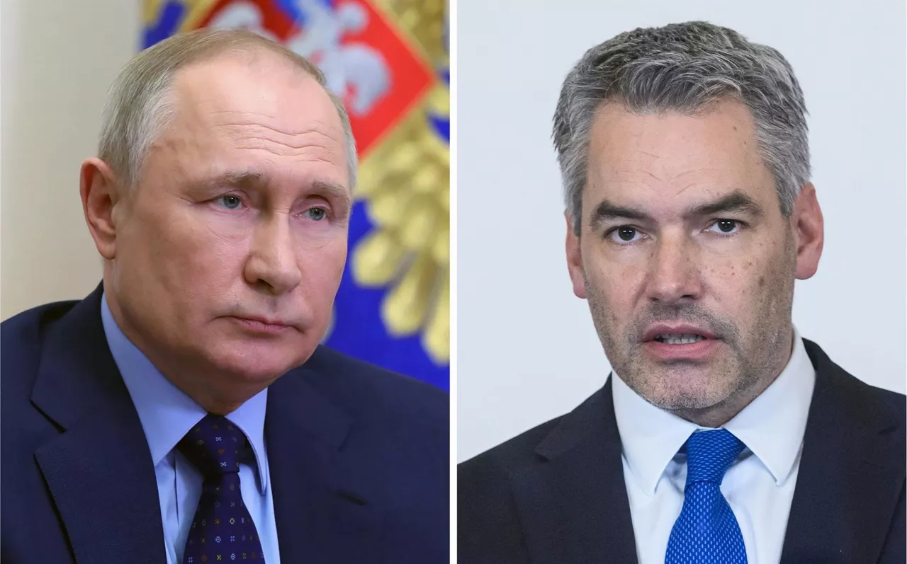 Vladimir Putin y Karl Nehammer. Foto: EFE