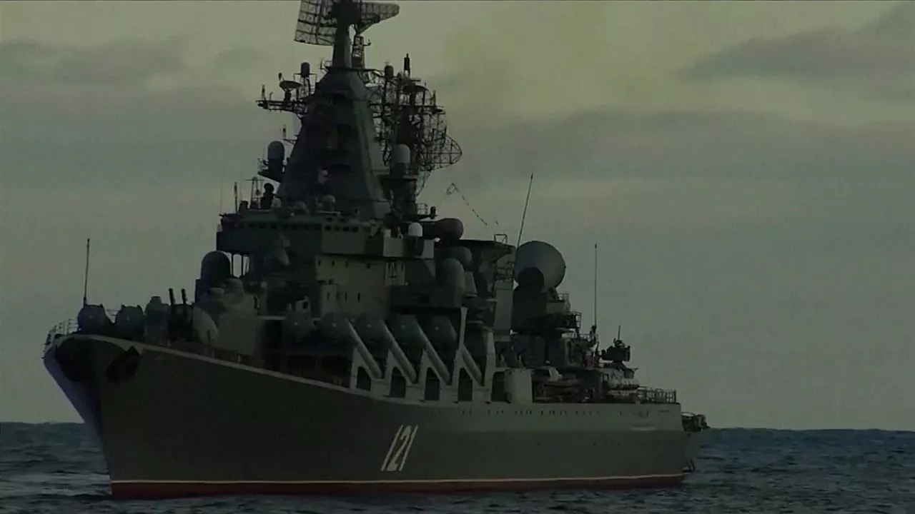 Crucero misilístico Moskva. Imagen de archivo extraída de vídeo: Reuters.