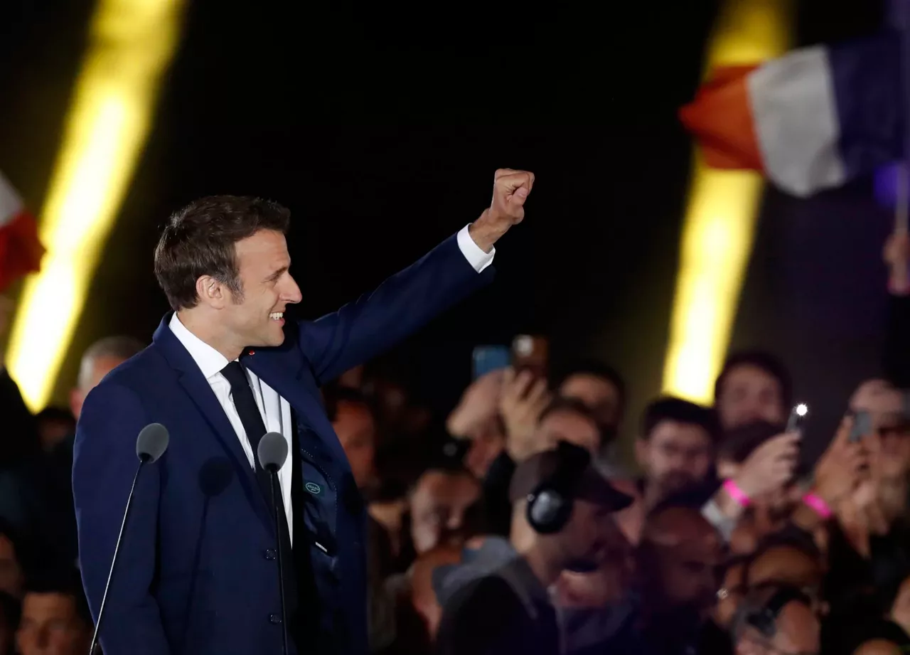 Comparecencia de Emmanuel Macron tras su victoria en las elecciones. EFE