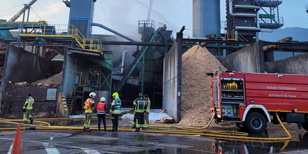Incendio en la empresa Maderas de Llodio. Foto: Radio Euskadi