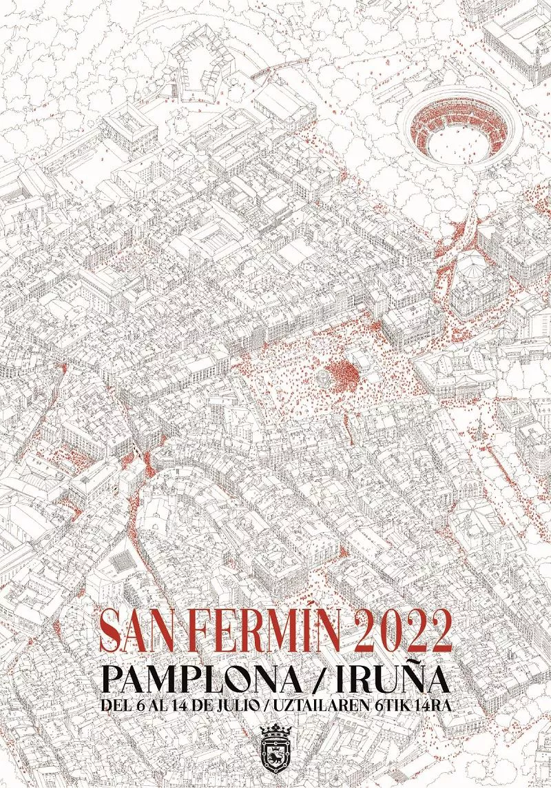 'La fiesta somos todos'. Cartel finalista para anuncias las fiestas de San Fermín 2022