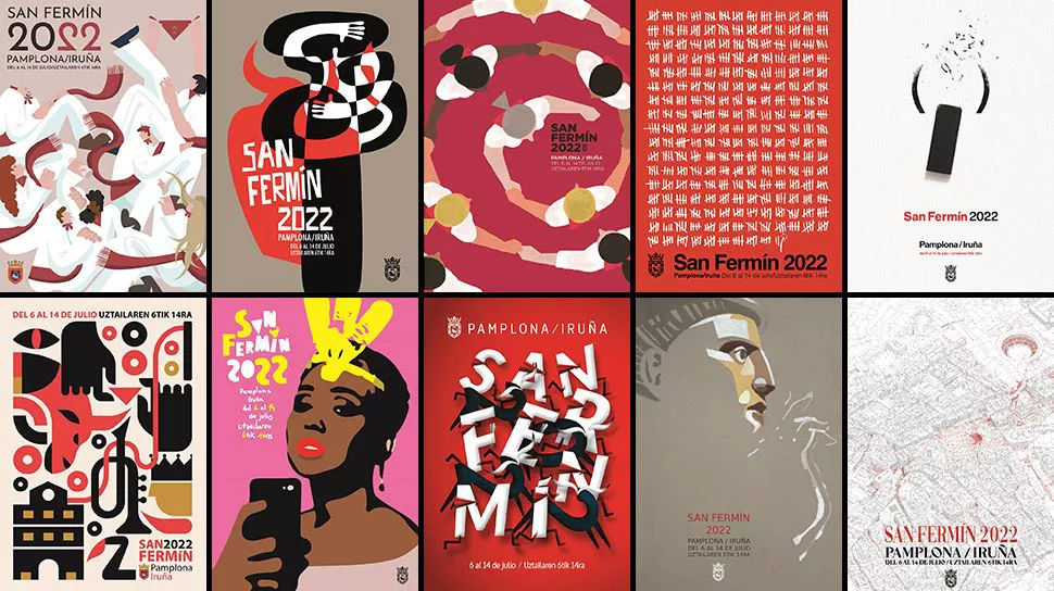 Carteles finalistas de las fiestas de San Fermín 2022