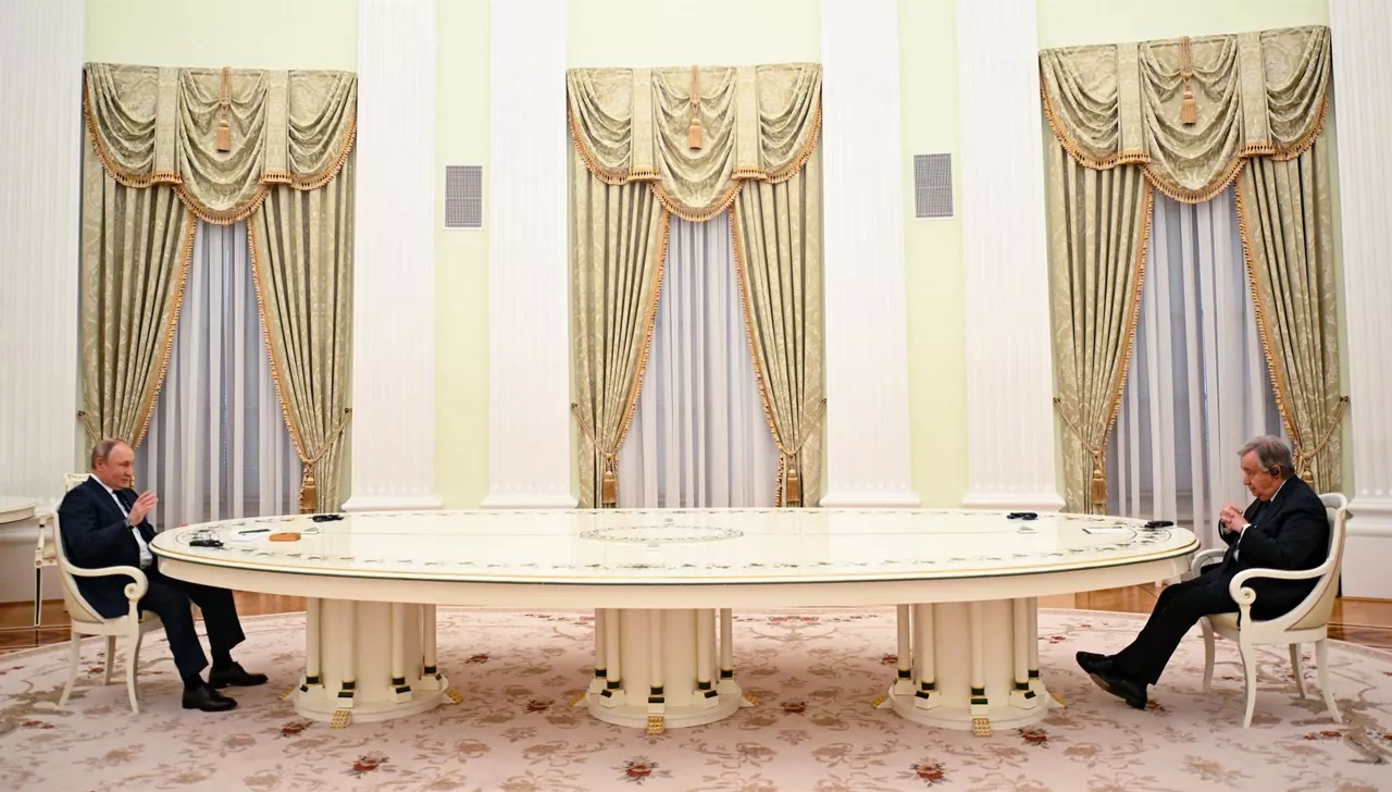 António Guterres y Vladímir Putin en el Kremlin. Foto: EFE