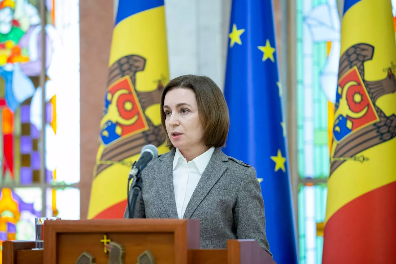 Rueda de prensa de la presidenta de Moldavia, Maia Sandu, el martes. Foto: EFE