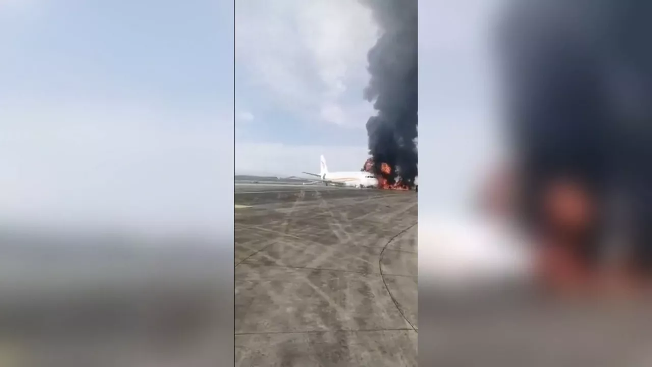 El avión accidentado. Imagen obtenida de un vídeo de Agencias.