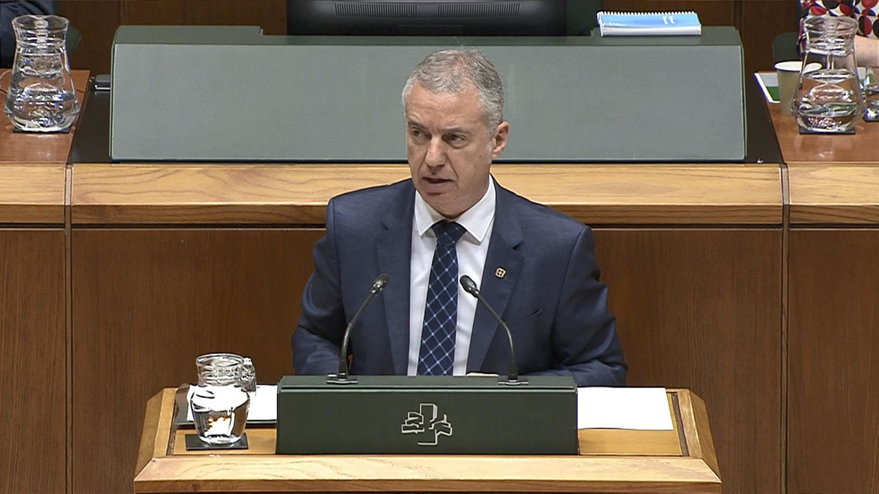 Iñigo Urkullu. Imagen obtenida de un vídeo del Parlamento Vasco.