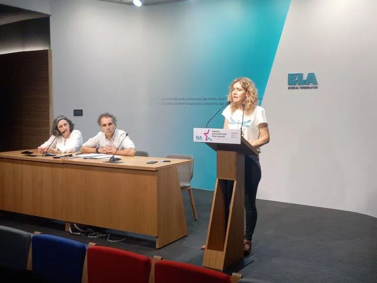 Rueda de prensa celebrada este miércoles por el sindicato ELA. Imagen: sindicato ELA