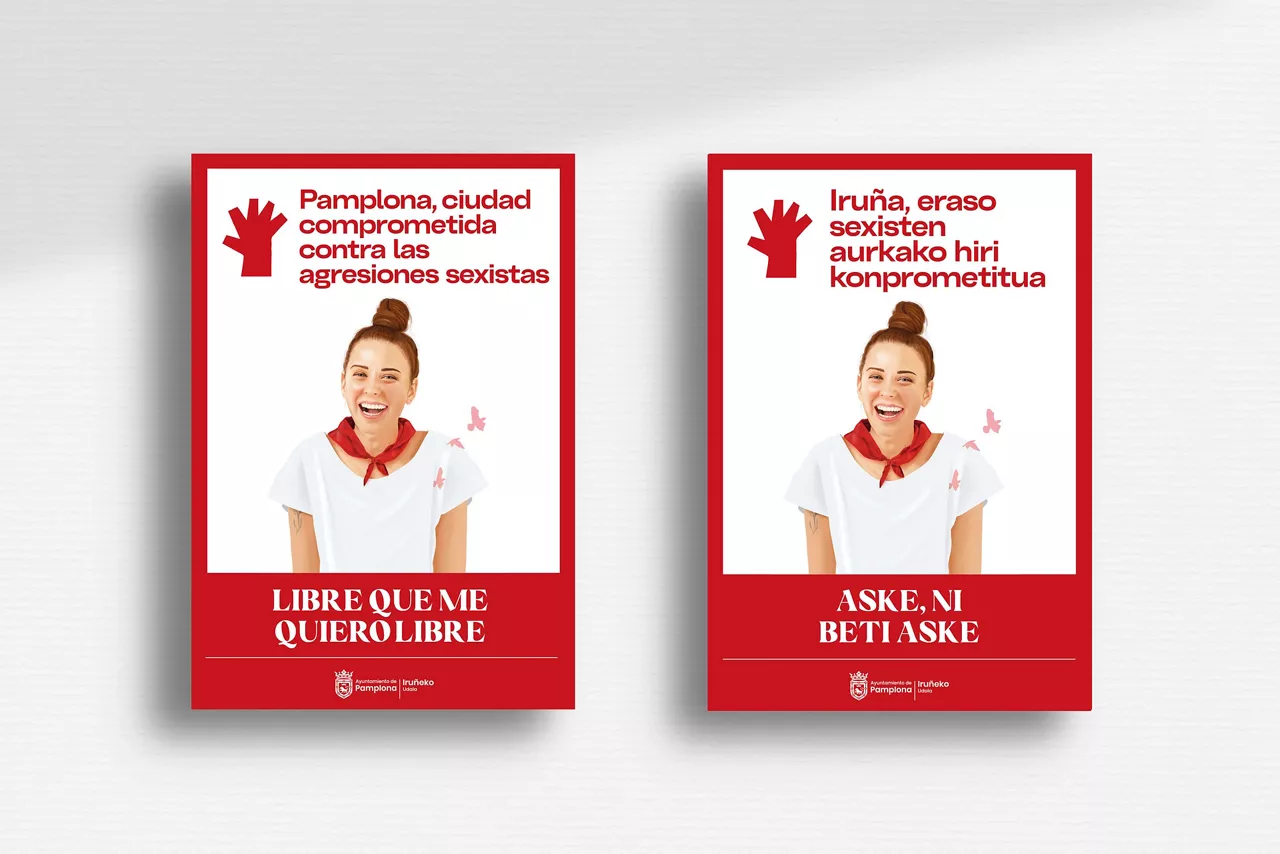 Indarkeria matxistaren aurka Iruñeko Udalak aurkeztutako kanpainaren irudia.