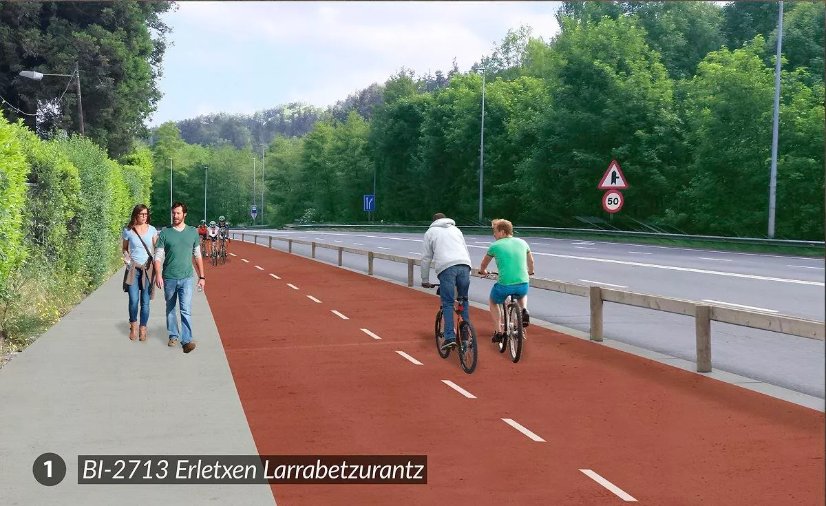 Recreación de la bicipista entre Erletxe y Larrabetzu