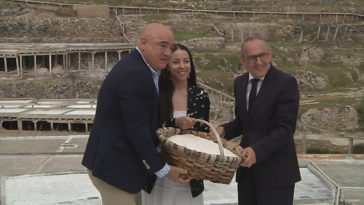 Salinas de Añana, esta mañana. Imagen obtenida de un vídeo de EITB Media.
