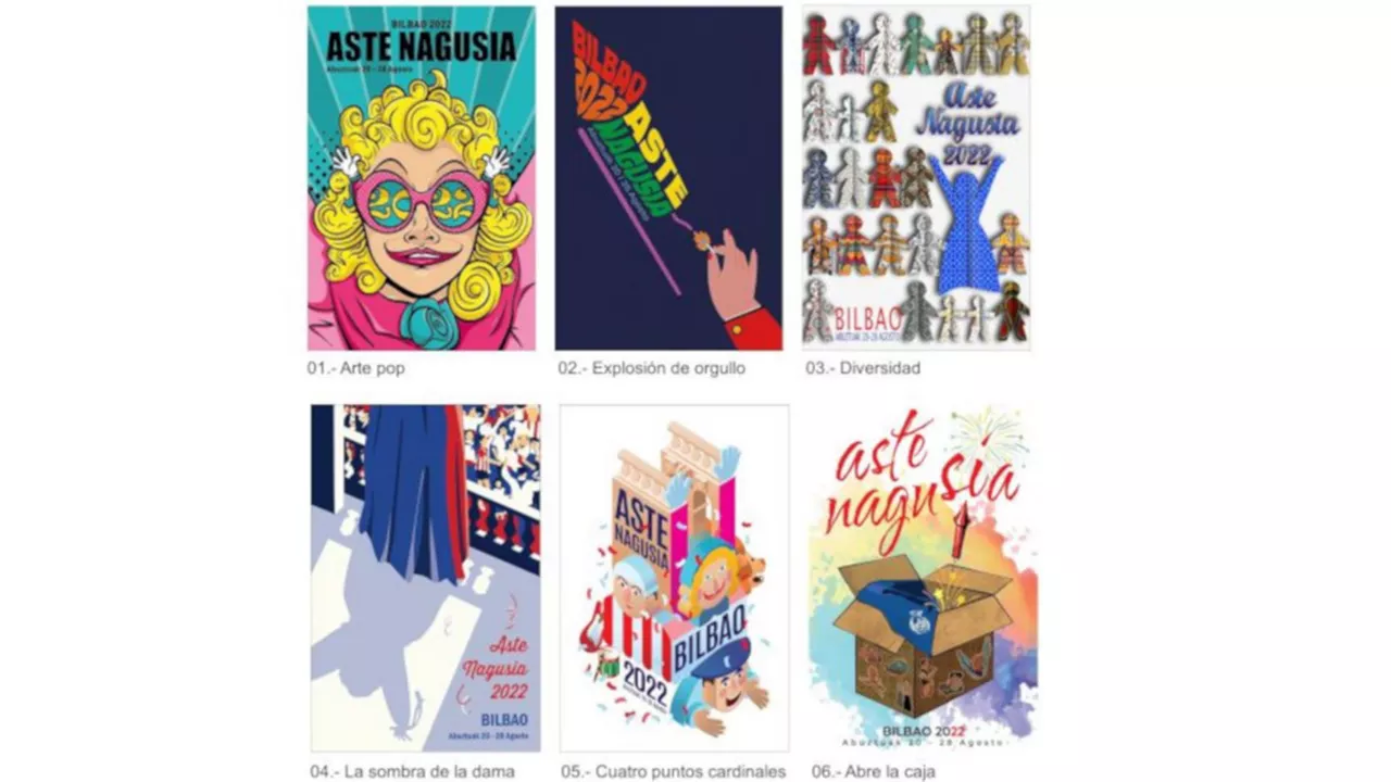 Carteles finalistas de Aste Nagusia 2022. Imagen: Ayuntamiento de Bilbao