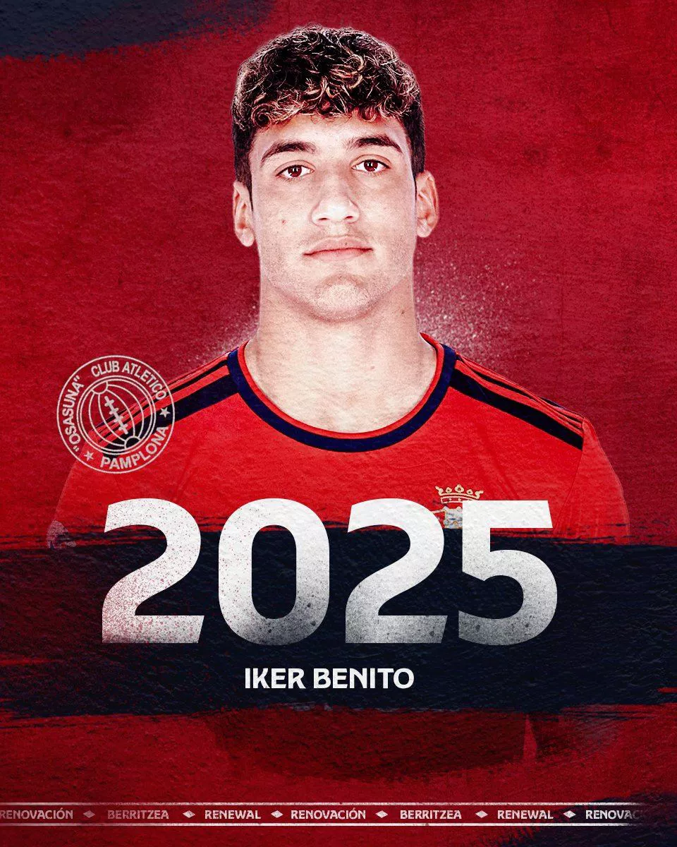 Iker Benito 2025ra arte egongo da Osasunari lotuta. Argazkia: @CAOsasuna.