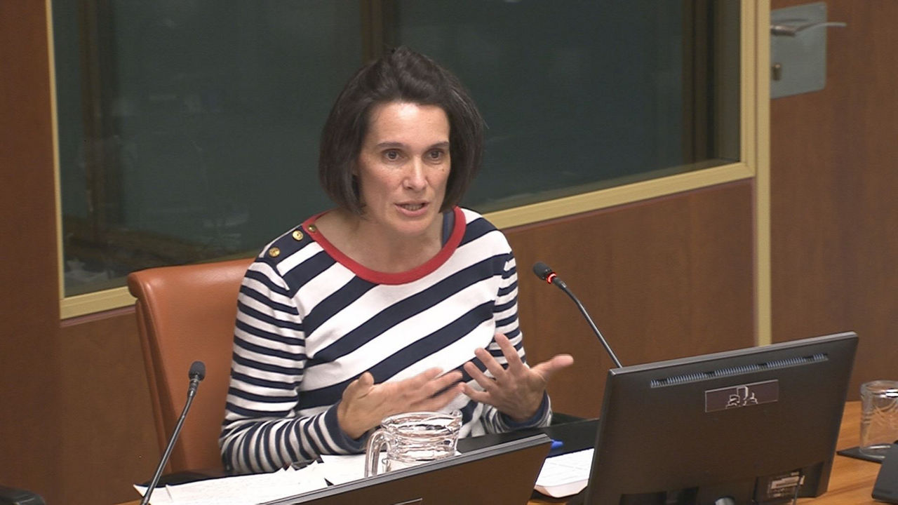 Oihana Goiriena. Imagen obtenida de un vídeo del Parlamento Vasco.