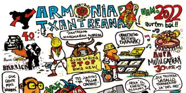 Pancartas de las peñas de San Fermín 2022