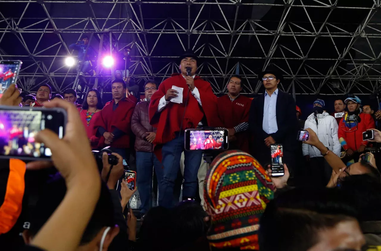 El presidente de la Confederación de Nacionalidades Indígenas del Ecuador Leonidas Iza