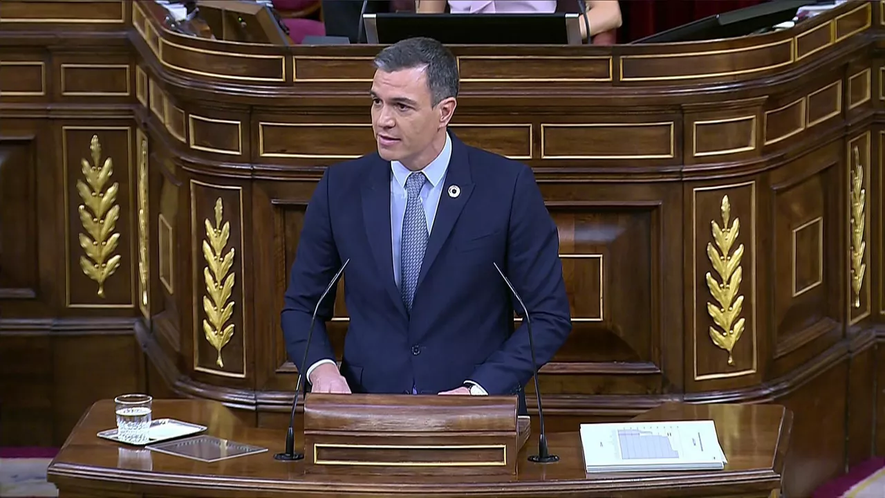Pedro Sánchez en el Congreso de los Diputados, durante su intervención