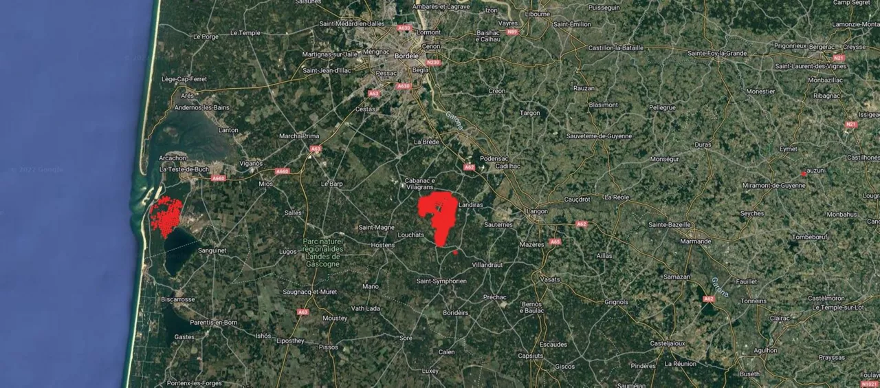 Mapa de los incendios.