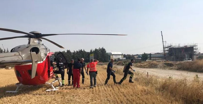 El helicóptero del Gobierno de Navarra en el lugar del accidente. Foto: Policía Foral