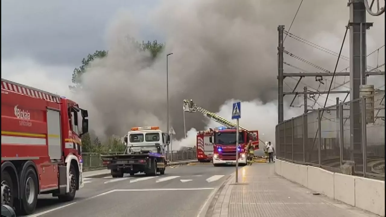 Lugar del incendio. Imagen obtenida de un vídeo de Euskadi Irratia.