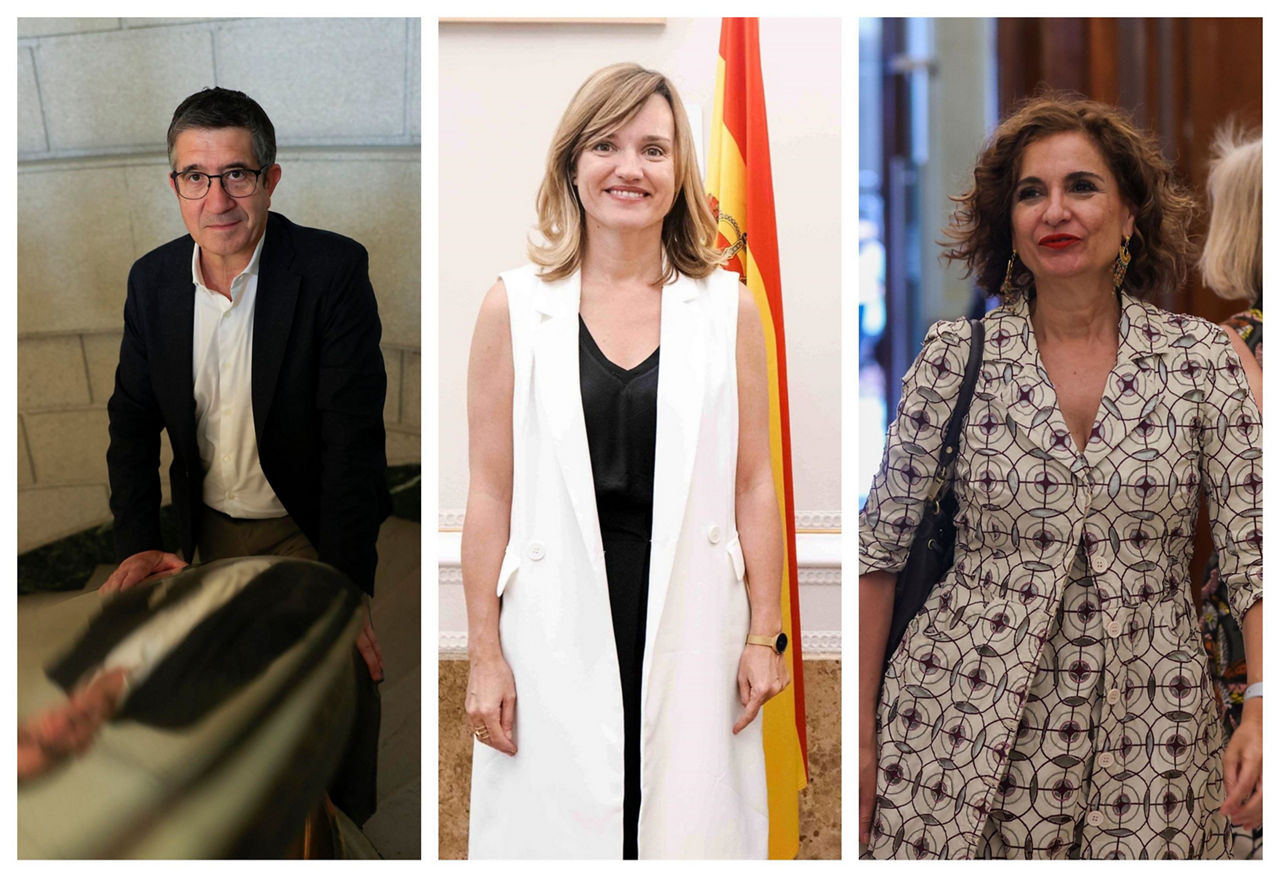 Patxi Lopez, Pilar Alegria eta Mª Jose Montero. Argazkia: EFE.