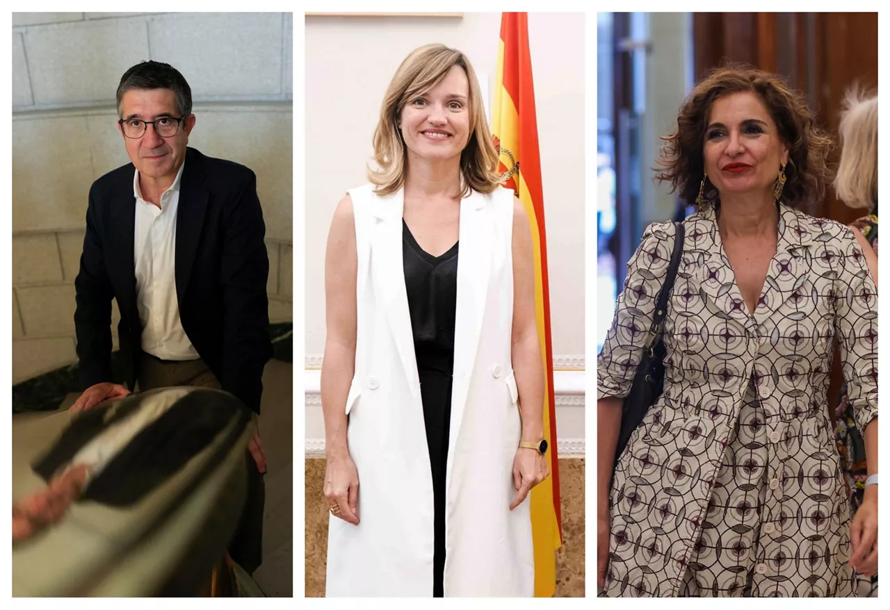 Patxi Lopez, Pilar Alegria eta Mª Jose Montero. Argazkia: EFE.