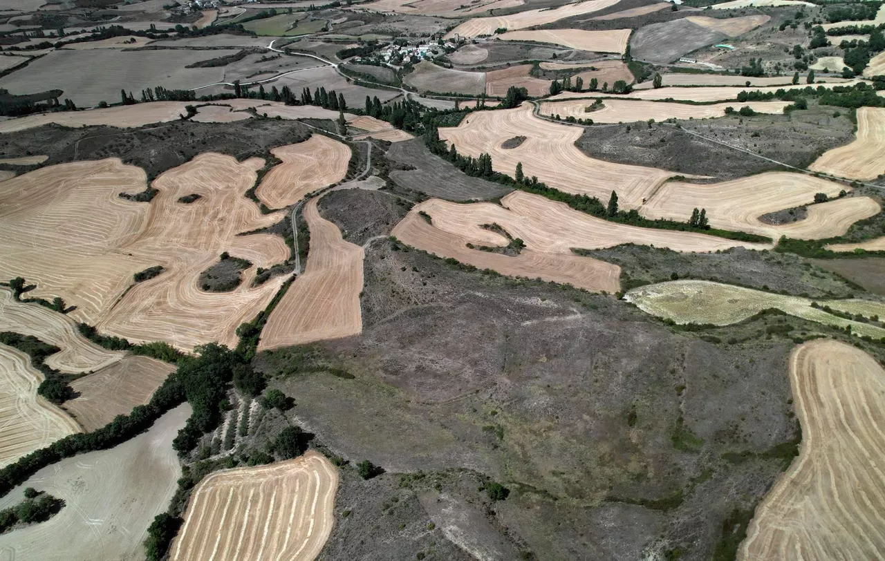 Imagen tomada desde el aire de Tierra Estella, afectada por la sequía.