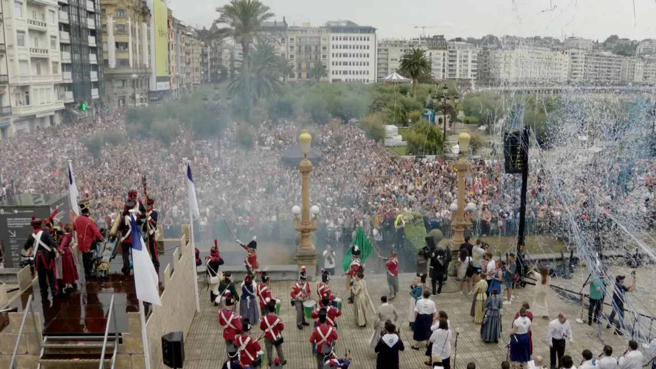 Imagen del cañonazo de este 2022 obtenida de un vídeo de EITB Media