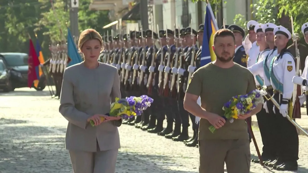 El matrimonio Zelenski. Imagen obtenida de un vídeo de Agencias.