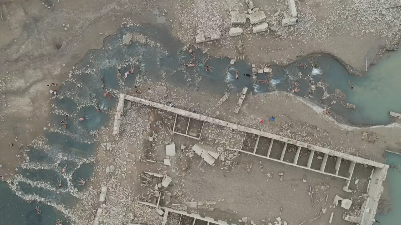 Termas romanas de Tiermas. Imagen obtenida de un vídeo de EFE.