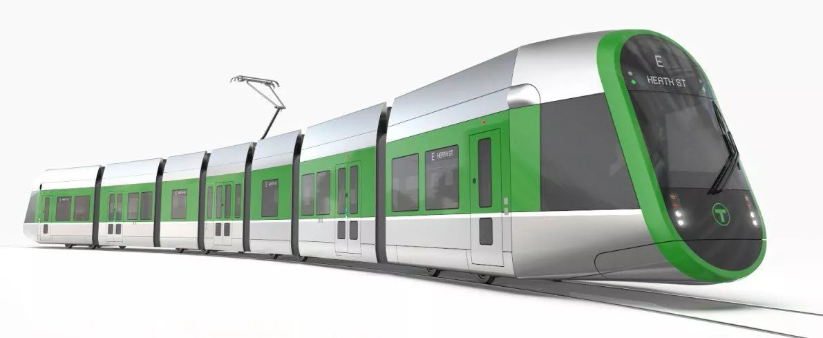 Ilustración del modelo de metro ligero que construirá CAF para la ciudad de Boston.