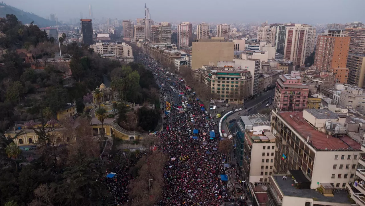Imagen aérea del fin de la campaña a favor del cambio, el pasado viernes