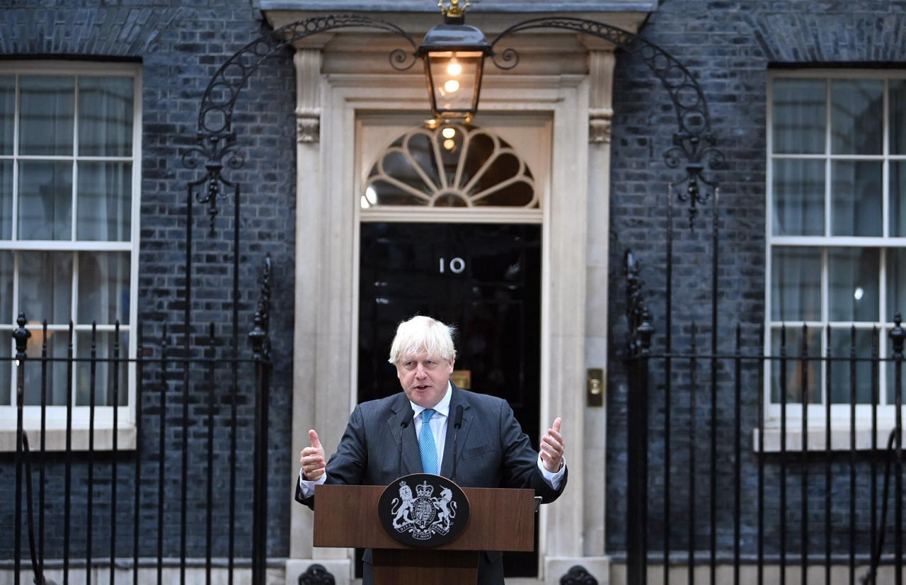 Boris Johnsonen agurra. Argazkia: EFE.