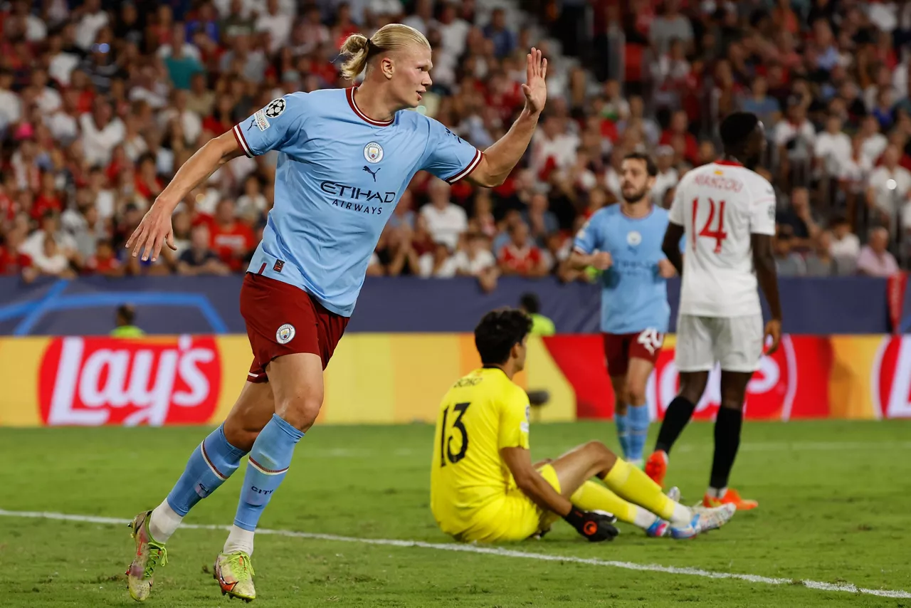 Erling Haaland, Sevillaren aurkako partidan.