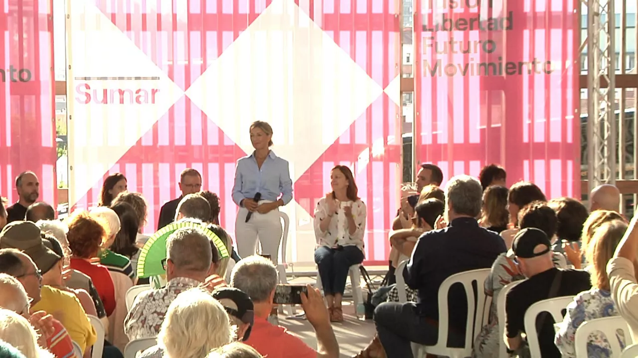 Acto de Yolanda Díaz en Bilbao. Imagen: EITB Media