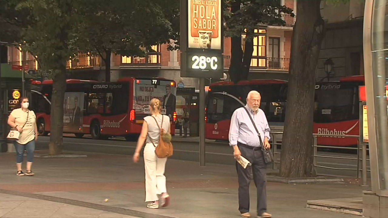 Bilbao, esta mañana. Imagen obtenida de un vídeo de EITB Media.