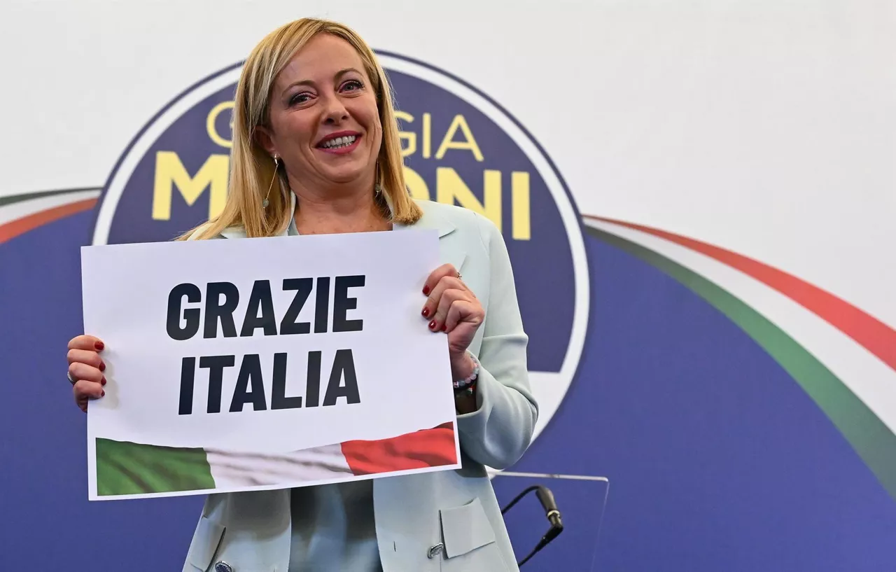 Giorgia Meloni, Italiako Anaiak alderdiko lehen ministroa. Argazkia: EFE.