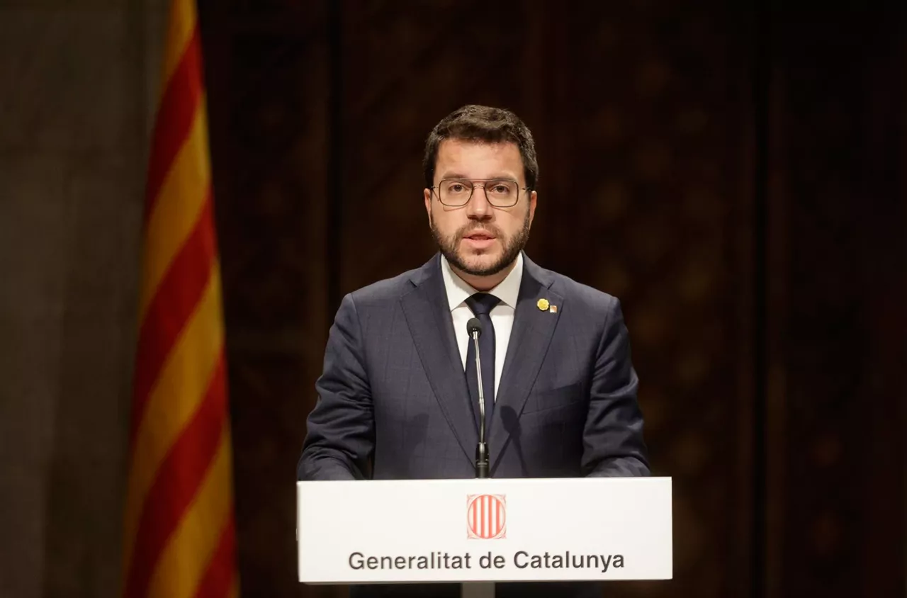 Aragonès, durante su comparecencia.