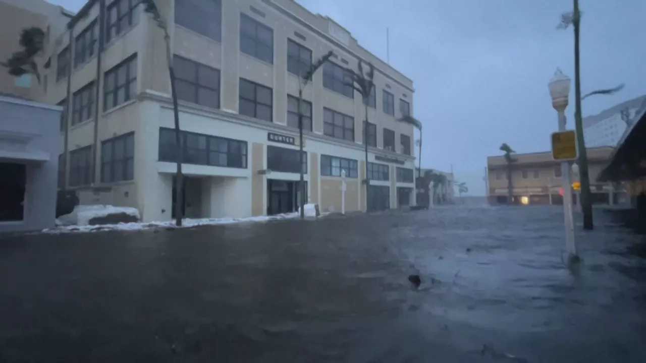 Uholdeak Floridan. Agentzietako bideo batetik ateratako irudia.
