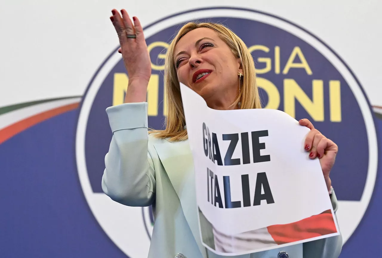 Giogia Meloni, el pasado domingo, tras arrasar en las elecciones. Foto: EFE